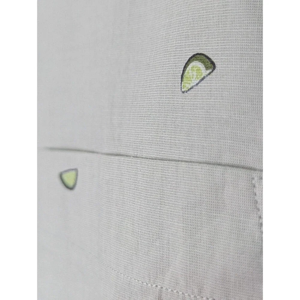 Banana Republic L/S Button Shirt Mens XL Gray Lime Wedges Untucked Fit Pocket